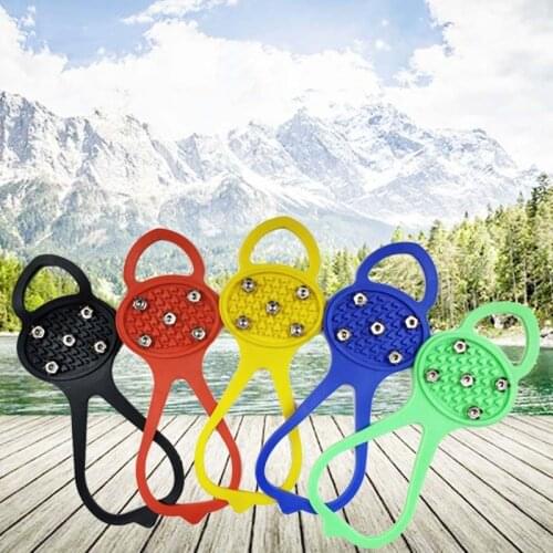 1 Pair 5 Studs Anti-Skid Ice Gripper Spike Winter Climbing Anti-Slip Snow Spikes Grips Cleats Over Shoes Covers Cramp On