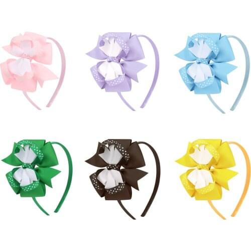 6PCS/lot Ribbon Bows Hairbands Handmade Neon Color Hair Bands Bow Children Hair Accessories For Baby Girls Chirdren Headbands