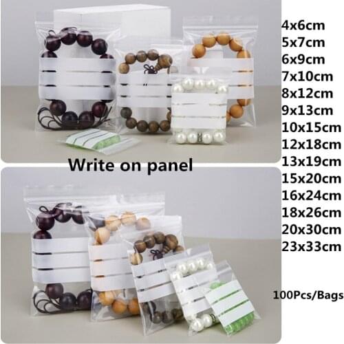 10wire Write on Panel Transparent Small Ziplock Plastic Bags Snack Package Supplies Parts Polythene Clear Bags