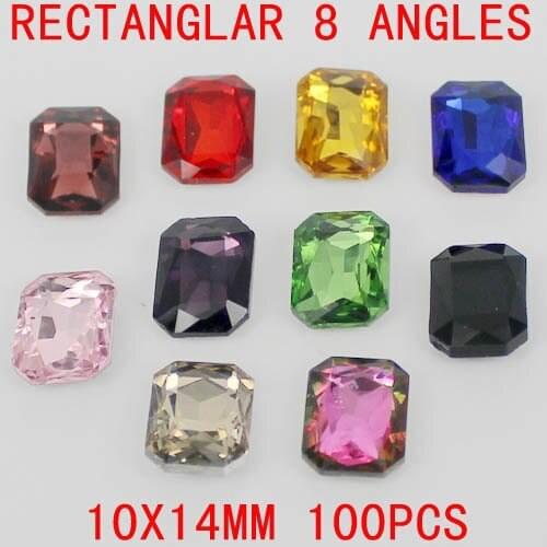 100pcs 10x14mm Rectangular Shape Crystal Stones With Silver Foil And Point Back Beads Great For Scrapbooking Shoes Decorations