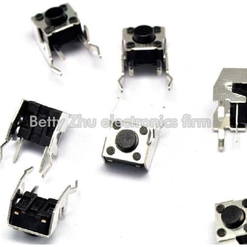 100PCS/LOT 6 * 6 * 5MM touch switch with stand two feet of horizontal button switch