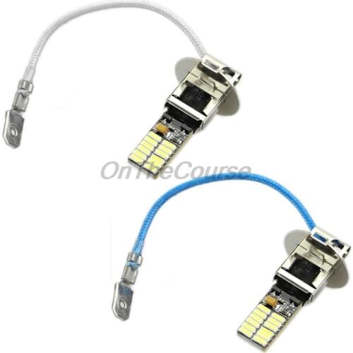 24-SMD-4014 H3 6500K HID White LED Bulbs for Fog Lights or Driving Lamps