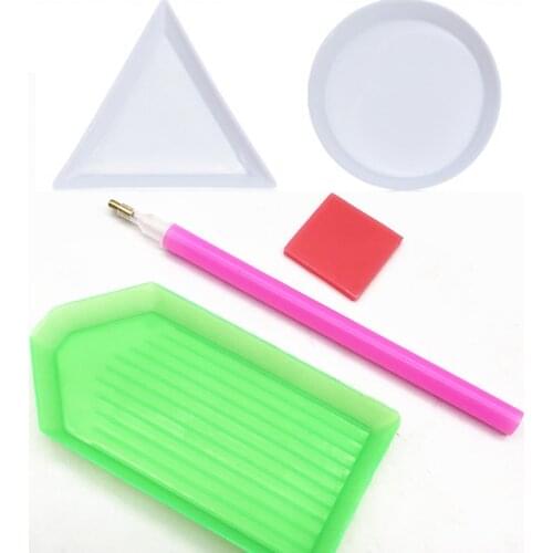 3PCS/10PCS Dotting Pen Nail Art Rhinestones Gems Picking Easily Pick Up Crystal Fixing Glue/ Plastic Triangle Plate Manicure CTF