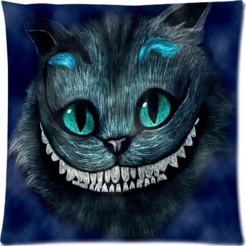 45*45CM Alice in Wonderland Print Cotton Linen Cushion Cover Decorative Pillowcase Square Sofa Waist Custom Pillow Case