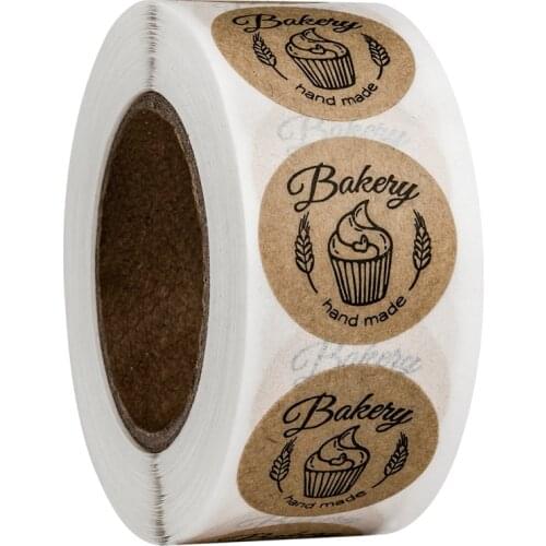 500Pcs Vintage Kraft Paper Baked With Love Stickers Scrapbook Gift Stationery Label Stickers Handmade Thank You Adhesive Labels