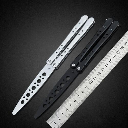 55S Butterfly Trainer Knife 440C Blade steel Handle Jilt Not Sharp Outdoor Hunting Edc Pocket Free-swinging gift Knives