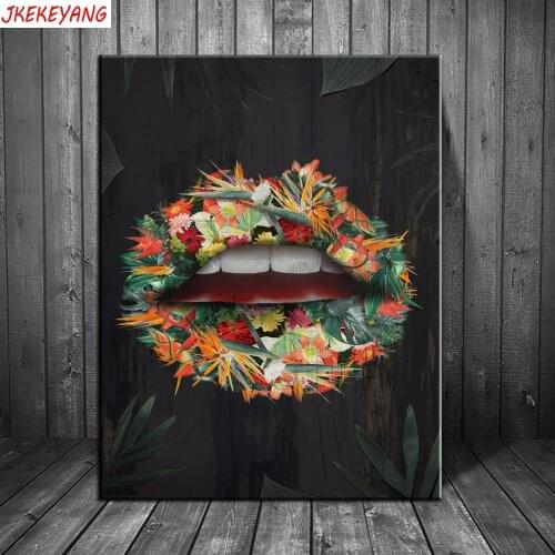 5D DIY square/round Diamond Lips and flowers Cross Stitch Diamond Embroidery Pattern Rhinestone J2039