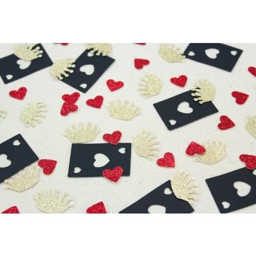 Alice in Wonderland Queen of Hearts Glitter Confettis Table Scatter baby bridal shower bachelorette engagement party decorations
