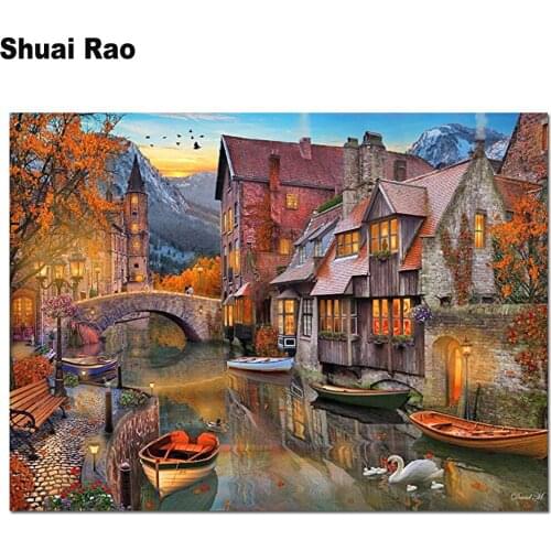 Diy diamond Canal sunset view diamond painting full square/round drill diamond embroidery Water City of Venice landscape decor