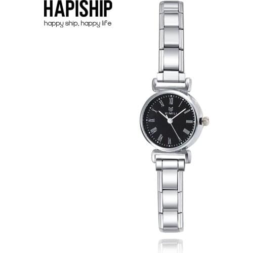 Hapiship Men/Womens Stainless Steel White Black Roman numerals Watch Bracelet Bangle For Party Friend Wife Birthday Jewelry G26