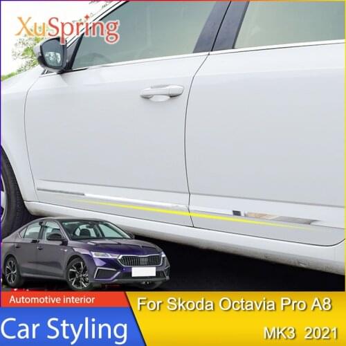 Car Body Decoration Strip Anti-collision Modified Stainless Steel Bright Strip For Skoda Octavia Pro A7 A8 2016-2019 2020 2021