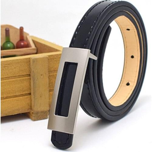 Childrens belt Korean version of the girls pants belt wild candy color smooth buckle PU leather skirt decorative belt tide