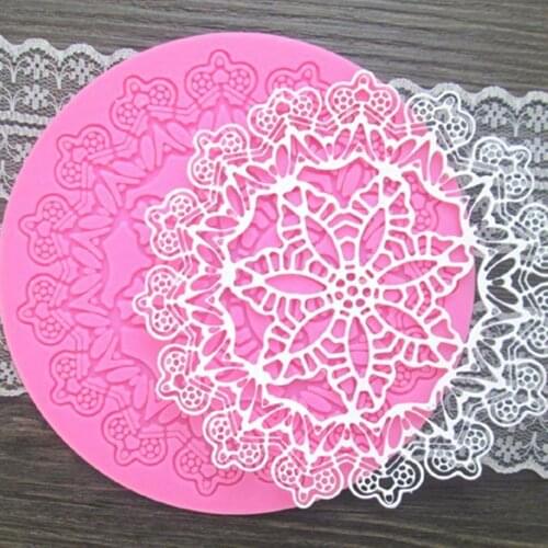 DIY Round Crown Shape Cake Silicone Mat Sugarcraft Fondant Cake Decorating Tools Kitchen Baking Silicone Lace Molds M189