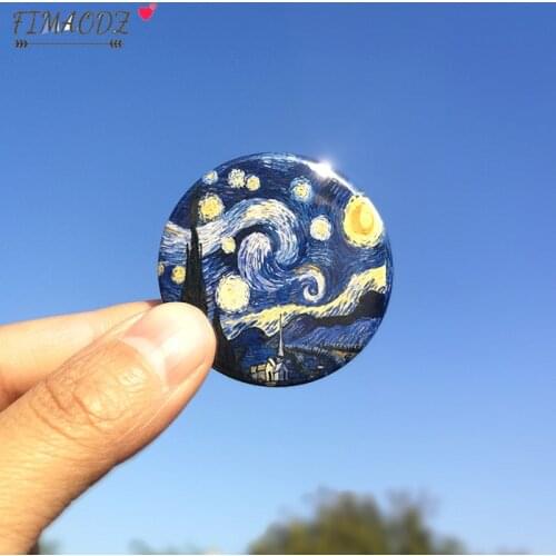 FIMAODZ Van Gogh Art Starry Night Brooches for Men Women Retro Sunflower Painting Bag Pins Badge Backpack Jackets Lapel Pin