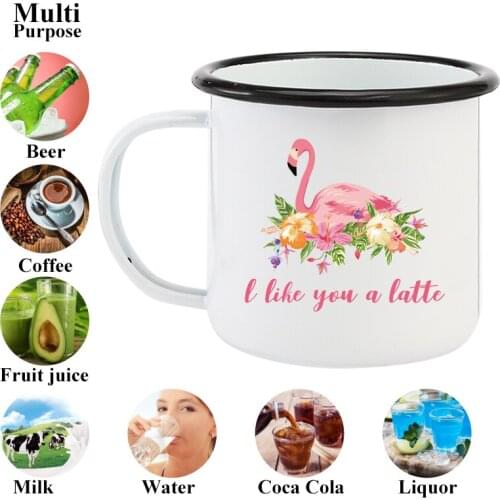 Flamingos Office Home Coffee Dual Purpose Tea Mugs Simple Black Border Black and watercolor Patterns