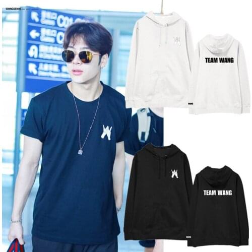 Kpop Got7 Jackson Team Wang Same Printing Fleece/ Thin Pullover Hoodies for Autumn Winter Unisex Sweatshirt Harajuku Hip Hop Top