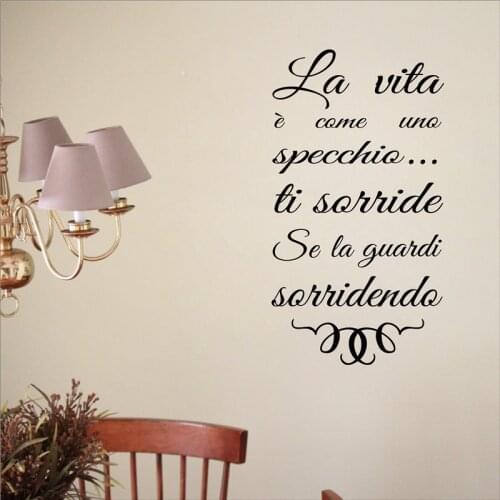 Italian Inspirational Life Quote Wall Sticker Italy Wall Art Design Decals Murals Living Room Bedroom Home Decor Poster
