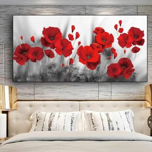 Red Poppies Flower Canvas Paintings on Wall Art Posters and Prints Watercolour Decorative Wall Art Pictures Home Decoration