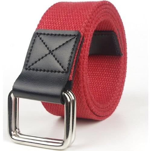 Flying Art Double Ring Buckle Zinc Alloy PU Fashion casual quick release cotton belt young men and Women Couples Wild Jeans Belt