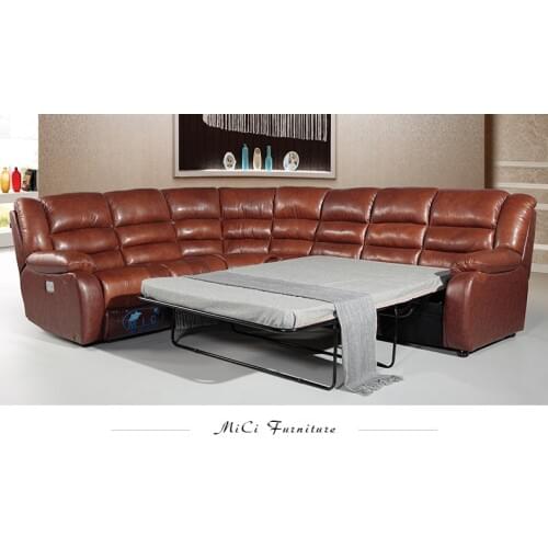 Living room Sofa bed set диван мебель кровать muebles de sala L shape recliner real genuine leather sofa cama puff asiento sala