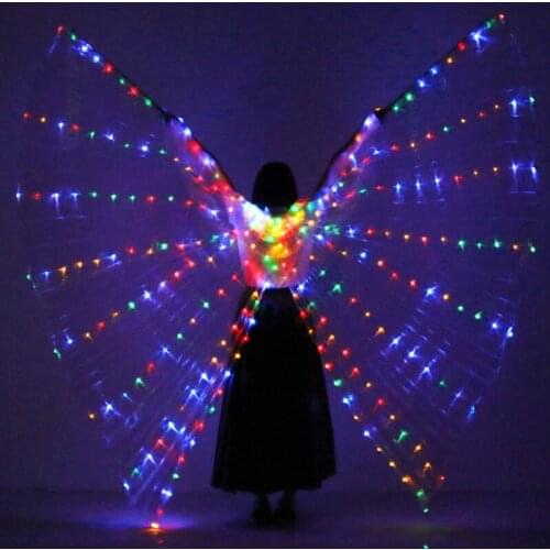 NEW Unisex Belly Dance Props 360 Degrees LED ISIS Wings Girls Dance Accessories LED Wings Dance Props Wings With Sticks and Bag