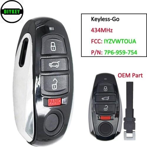 DIYKEY Original 7P6-959-754 4 Button Proximity Smart Keyless entry Fob for VW Touareg 434MHZ FCC ID: IYZVWTOUA
