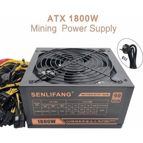 New original Gold POWER 1800W Ethereum ETH power supply for R9 380 RX 470 RX480 6 GPU CARDS 6 months warranty free shipping