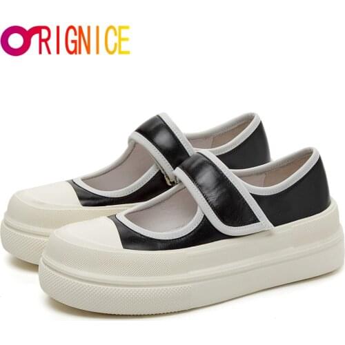 Orignice Women Patent Leather Casual Slip On Sneakers Shallow Loafers 2021 Female Canvas Vulcanized Ladies Round Toe Flats Shoes