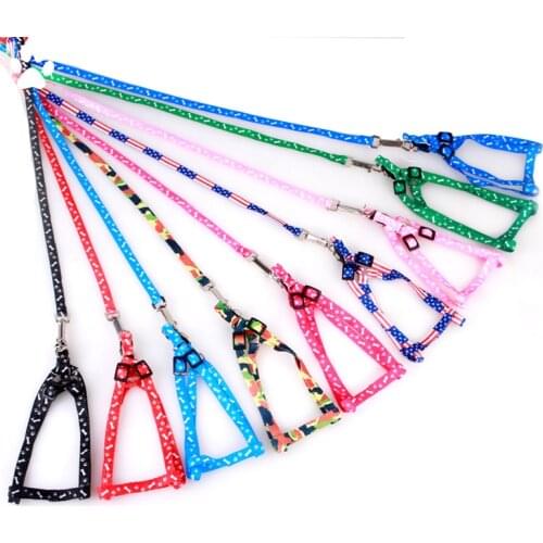 Dog Collars Strengthen Colorful Printing Small-sized Pets Puppy Dog Cat Safety Adjustable Lead Harness Leash Traction Rope cloth