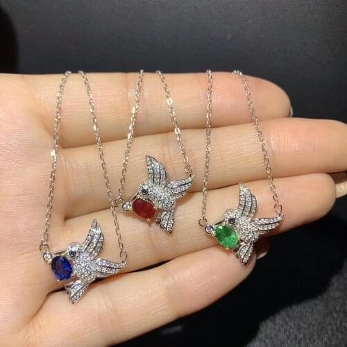 Lucky bird shape elegant red ruby gemstone pendant for necklace silver jewelry gift red color natural genuine gem birthday gift