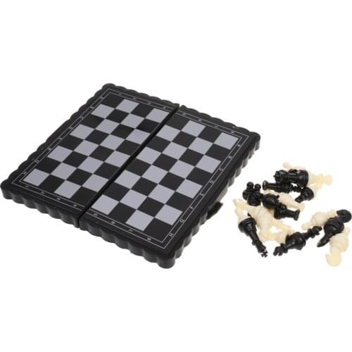 Portable Magnetic Chess Set Classic Strategy Board Game for Kids Adults Families - Black White