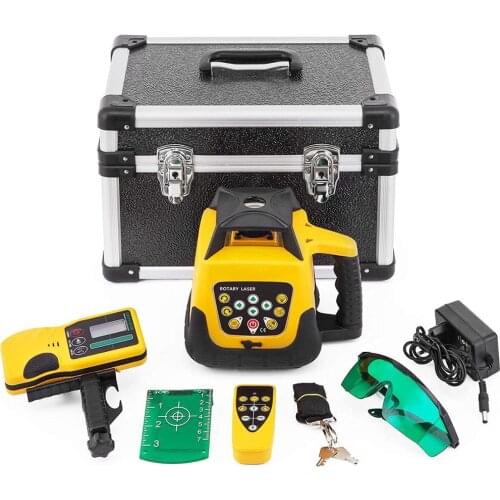 Rotary Laser Level Green Beam Self Leveling Measuring Automatic Rotating Laser Level with Receiver Remote Control Carrying Case