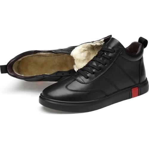 Casual Leather Boots Genuine Leather Men Shoes Fashion Male Shoes Winter Warm Ankle Boots Winter Men Shoes