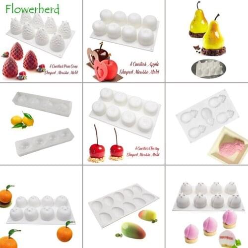 Cake Silicone Molds Peach Dessert Apple Pear Lemon Pineapple Mango Orange Cherry Fruit Mousse Mold Cake Decoration Accessories