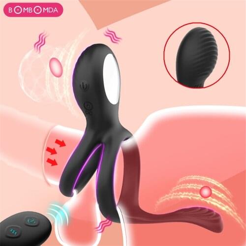 Silicone Penis Ring Wireless Remote Sex Toys for Men Erection Prostate Massage Cock Ring Dual Ring Delay Ejaculation Adult Toys
