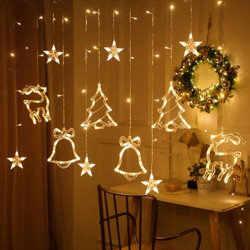 EU 220V Moon Star LED Fairy String Lights Christmas Lights Decoration for Home Curtain Lights Garlands Holiday Lights for Room