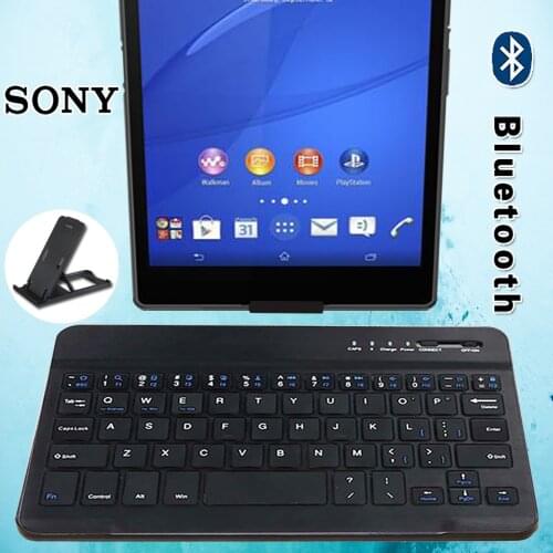 Ultra-thin Mini Wireless Keyboard Bluetooth Keyboard for Sony Xperia Z3 Tablet Compact 8.0" Tablet Rechargeable Keyboard+Bracket