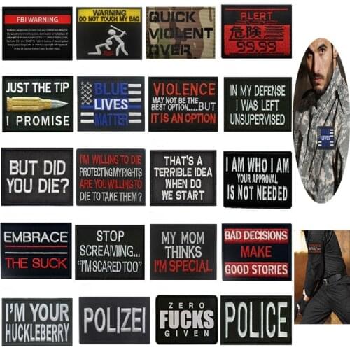 Embroidered Badge Patch Military Tactical Sewings Appliques Hook Patches