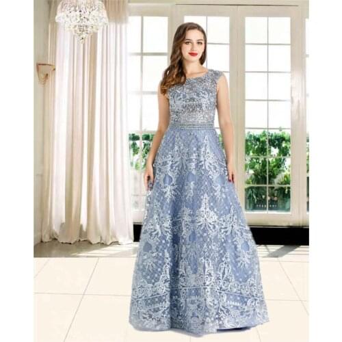Evening Dresses Blue Luxury 2021 Sequin For Women Party, Wedding, Prom HO1029