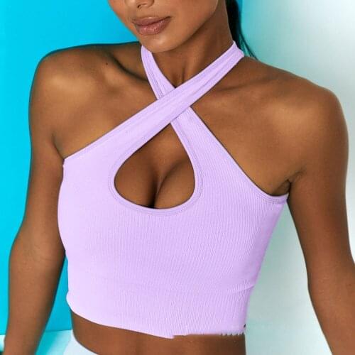 Women Sling Beautiful Back Wholesale Sexy Fitness Sports Bra Sling Top Cross Beauty Back Tights Yoga Vest Underwear Gym Run