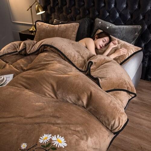 Winter Warm Quilt Cover Home Textile Chrysanthemum Velvet Duvet Cover Bed Sheet Kid Teen Girl Bed Linen Full Queen Beding Sets