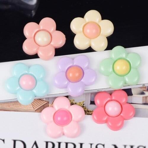 100pcs/lot 20mm Cute Resin Sun Flower Flatback Cabochon For Kids Headwear Mobile Case Decorative DIY Embellishment