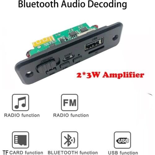 2*3W Amplifier Bluetooth 5.0 Car MP3 Player Decoder Board 5V Wireless FM Radio Module TF USB Handsfree Call