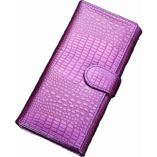 2021 Purple women wallet genuine leather long money clips fashion luxury designer ladies coin purse high quality clutch bag