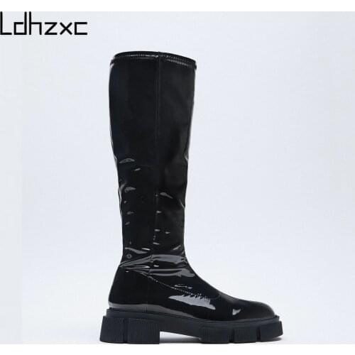 2021 Genuine Leather High Boots Women Winter Warm Back Party Basic Shoes Woman Riding Boots Round Toe Knee High Boots