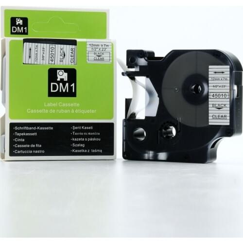 Free shipping factory supply 3 pcs/lot Compatible Dymo tape 45010 black on clear 12mm compatible dymo printer