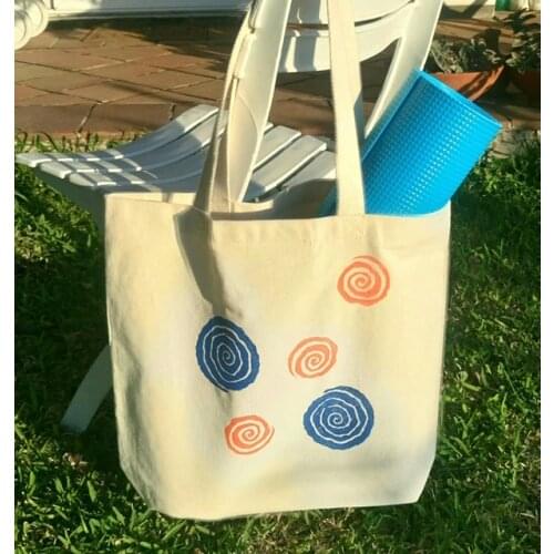 Woman Tote Bag Canvas Reusable Large Yoga Mat Bag Shopping Shoulder Bag Beach bag Organic Eco Stitched Handmade Blockprint