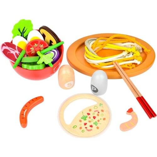 Childrens Kitchen Miniature Food Simulation Wooden Noodle Set Girl Play House Kitchen Cooking Toys Baby Early Eductional Toys