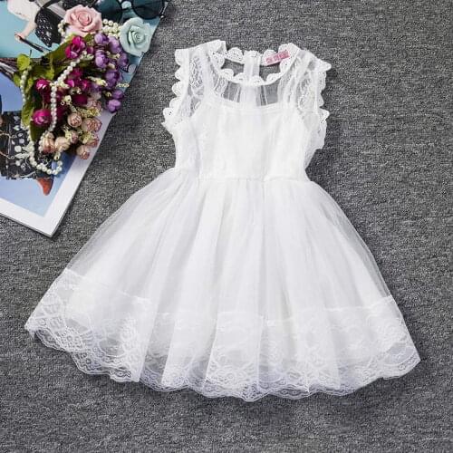 Tulle Lace Summer Kids Dresses For Kids Flowers 2020 New Embroidered Children Clothing Princess Dress 4-10 Years Causal Wear
