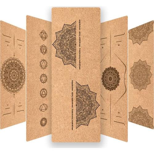 61cm Width 5mm Thickness Environmental Cork + TPE Yoga Mat Rugs, Customized Pattern Available